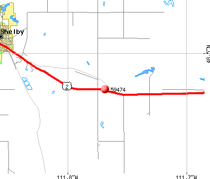 Shelby, MT (59474) map