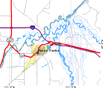 Three Forks, MT (59752) map