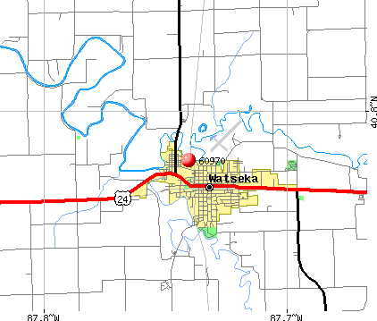 Watseka, IL (60970) map