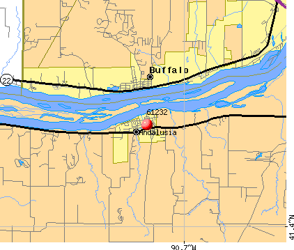 Andalusia, IL (61232) map