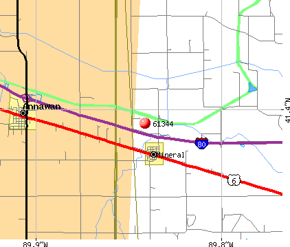 Mineral, IL (61344) map