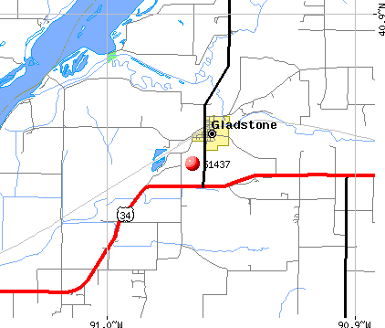 Gladstone, IL (61437) map