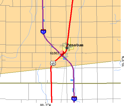 Pesotum, IL (61863) map