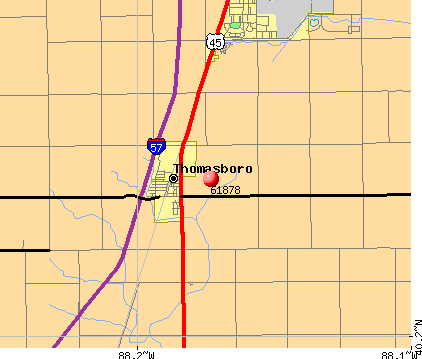 Thomasboro, IL (61878) map