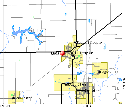 Gillespie, IL (62033) map