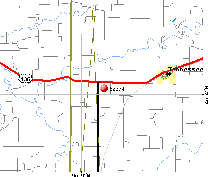 Tennessee, IL (62374) map