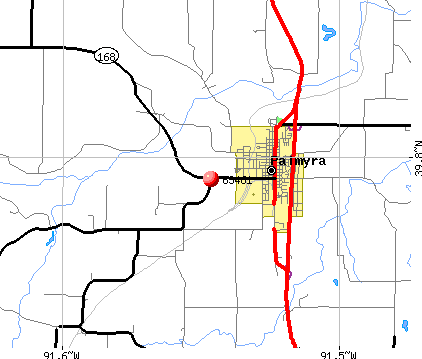Palmyra, MO (63461) map