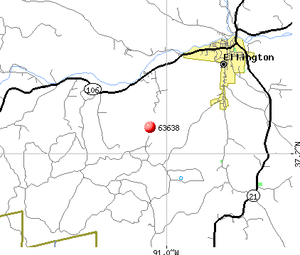 Ellington, MO (63638) map
