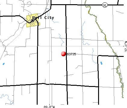 Bell City, MO (63735) map