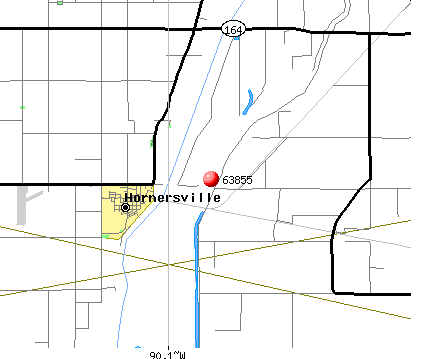 Hornersville, MO (63855) map