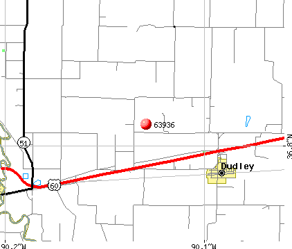 Dudley, MO (63936) map