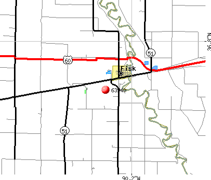Fisk, MO (63940) map