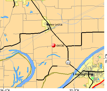Henrietta, MO (64036) map