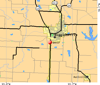 Higginsville, MO (64037) map