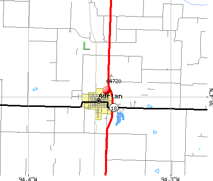 Adrian, MO (64720) map