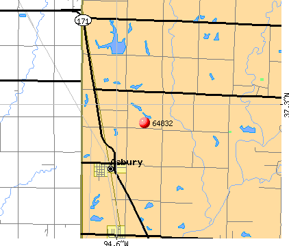 Asbury, MO (64832) map