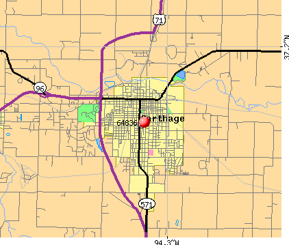 Carthage, MO (64836) map
