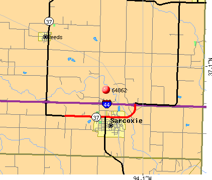 Sarcoxie, MO (64862) map