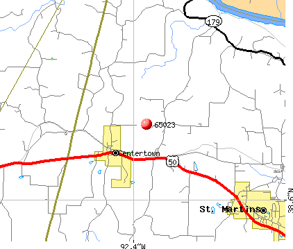 Centertown, MO (65023) map