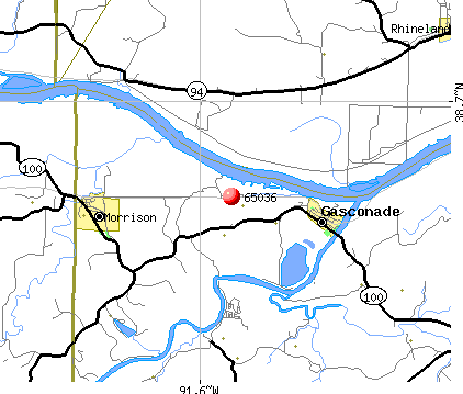 Gasconade, MO (65036) map