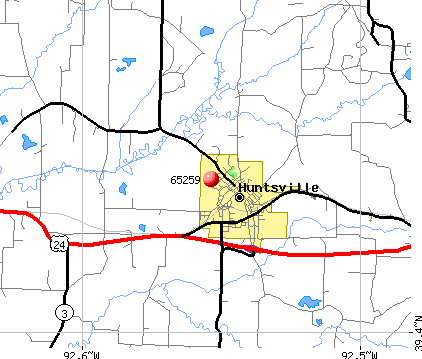 Huntsville, MO (65259) map