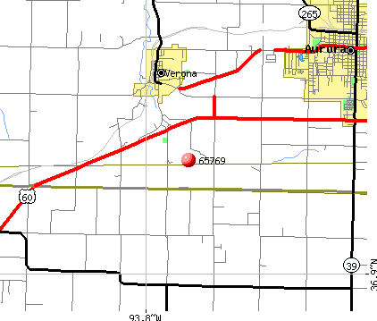 Verona, MO (65769) map