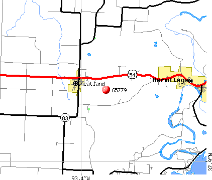 Wheatland, MO (65779) map