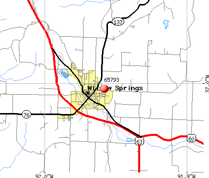 Willow Springs, MO (65793) map