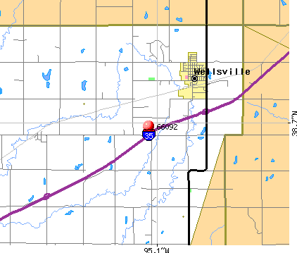 Wellsville, KS (66092) map