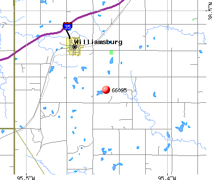 Williamsburg, KS (66095) map