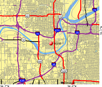 Kansas City, KS (66105) map