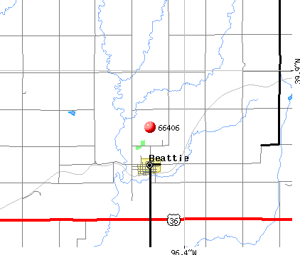 Beattie, KS (66406) map