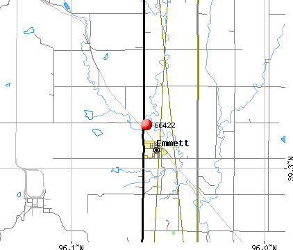 Emmett, KS (66422) map