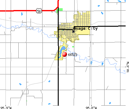 Osage City, KS (66523) map