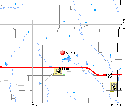 Allen, KS (66833) map