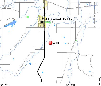 Cottonwood Falls, KS (66845) map
