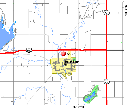 Marion, KS (66861) map