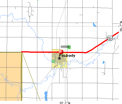 Peabody, KS (66866) map