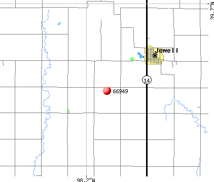 Jewell, KS (66949) map
