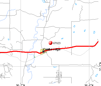 Cambridge, KS (67023) map