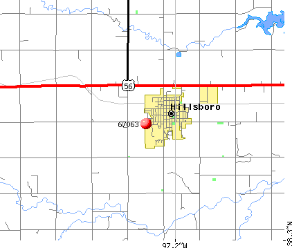 Hillsboro, KS (67063) map