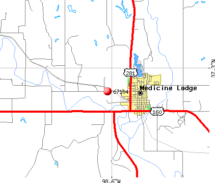 Medicine Lodge, KS (67104) map