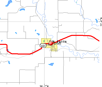 Elk Falls, KS (67345) map