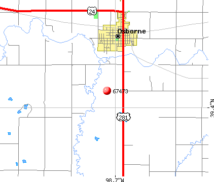 Osborne, KS (67473) map