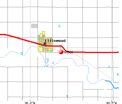 Ellinwood, KS (67526) map