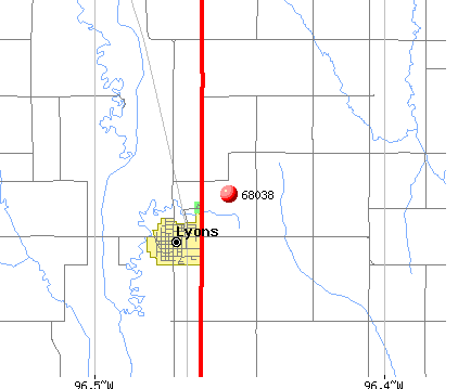 Lyons, NE (68038) map