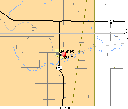 Bennet, NE (68317) map