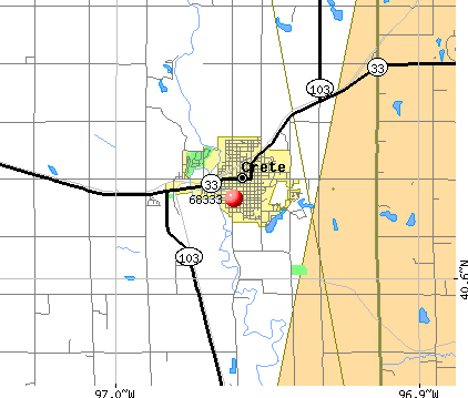 Crete, NE (68333) map