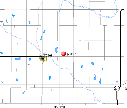 Otoe, NE (68417) map