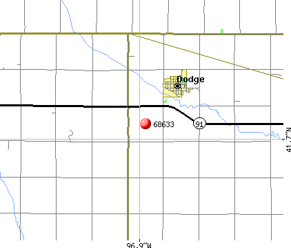 Dodge, NE (68633) map